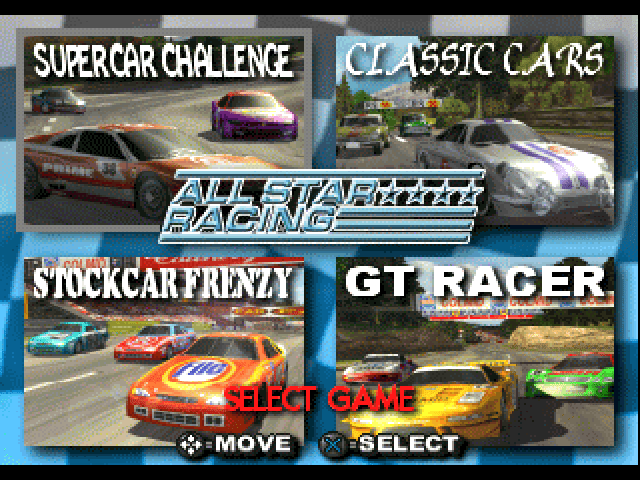 All-Star Racing title screen for Playstation